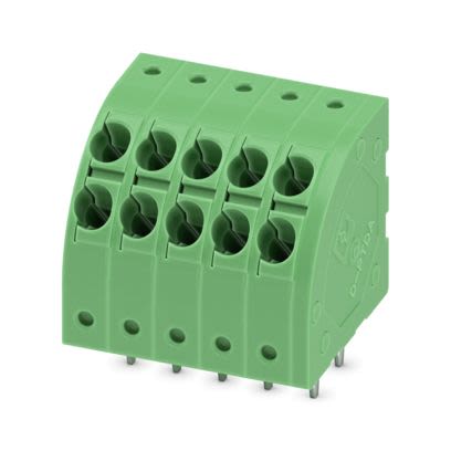 Phoenix Contact PCB Terminal Block, 5-Contact, 3.5mm Pitch, Wave Soldering, 1-Row, Push In Spring Termination [1724951]; 607-199