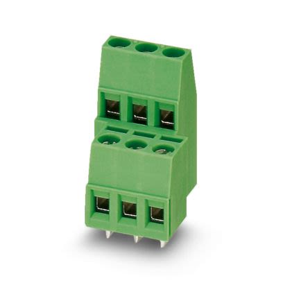 Phoenix Contact PCB Terminal Block, 3-Contact, 5mm Pitch, Wave Soldering, 2-Row, Plug In, Screw Termination [1725025]; 607-200