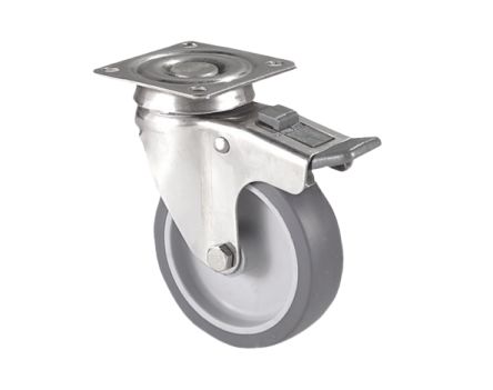 Guitel Hervieu Braked Swivel Castor Wheel, 80kg Capacity, 125mm Wheel [JP3BD125-325L]; 607-941