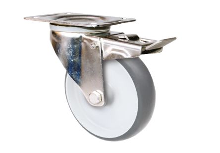 Guitel Hervieu Braked Swivel Castor Wheel, 70kg Capacity, 80mm Wheel [KP41BD080-325RX]; 607-951