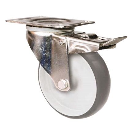 Guitel Hervieu Braked Swivel Castor Wheel, 80kg Capacity, 100mm Wheel [KP41BD100-325RX]; 607-955