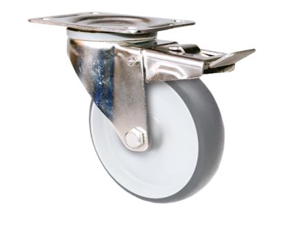 Guitel Hervieu Braked Swivel Castor Wheel, 200kg Capacity, 200mm Wheel [KP5BD200-325L]; 607-965