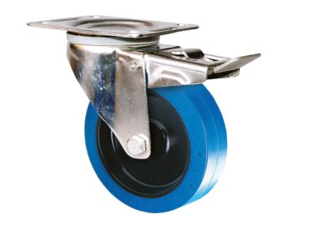Guitel Hervieu Braked Swivel Castor Wheel, 200kg Capacity, 125mm Wheel [KP41BD125-571RX]; 607-974