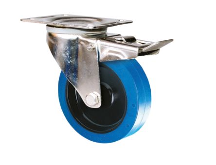 Guitel Hervieu Braked Swivel Castor Wheel, 300kg Capacity, 200mm Wheel [KP5BD200-571RX]; 607-981