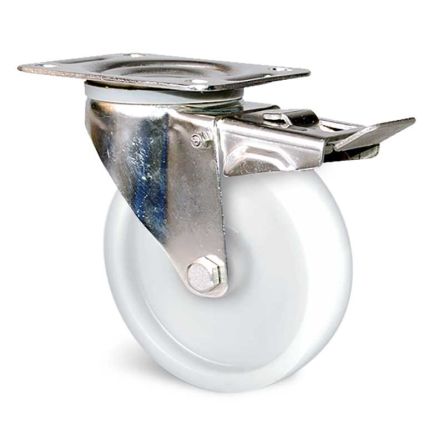 Guitel Hervieu Braked Swivel Castor Wheel, 200kg Capacity, 125mm Wheel [KP41BD125-77L]; 607-997