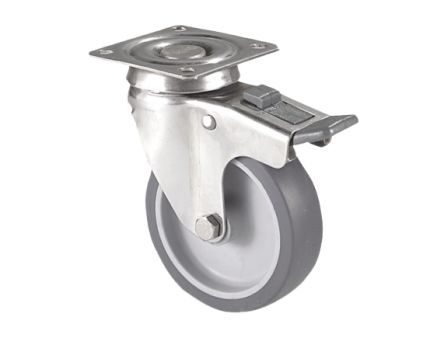 Guitel Hervieu Braked Swivel Castor Wheel, 40kg Capacity, 50mm Wheel [JP2BD050-325L]; 608-030