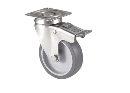 Guitel Hervieu Braked Swivel Castor Wheel, 60kg Capacity, 63mm Wheel [JP2BD063-325L]; 608-033