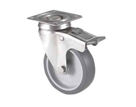 Guitel Hervieu Braked Swivel Castor Wheel, 80kg Capacity, 100mm Wheel [JP3BD100-325L]; 608-038