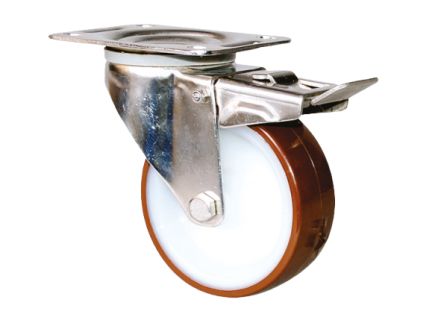 Guitel Hervieu Braked Swivel Castor Wheel, 150kg Capacity, 80mm Wheel [KP41BD080-28L]; 608-044