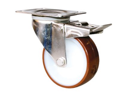 Guitel Hervieu Braked Swivel Castor Wheel, 150kg Capacity, 100mm Wheel [KP41BD100-28L]; 608-047