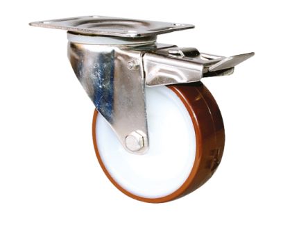 Guitel Hervieu Braked Swivel Castor Wheel, 300kg Capacity, 160mm Wheel [KP5BD160-28RX]; 608-056