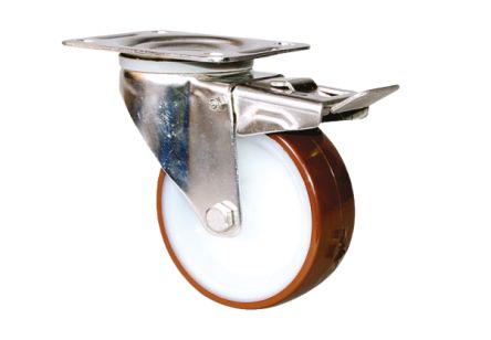 Guitel Hervieu Braked Swivel Castor Wheel, 300kg Capacity, 200mm Wheel [KP5BD200-28L]; 608-060