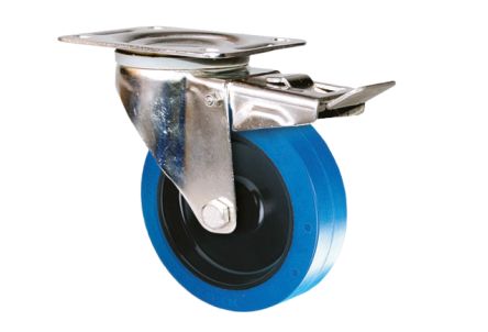 Guitel Hervieu Braked Swivel Castor Wheel, 100kg Capacity, 80mm Wheel [KP41BD080-571RX]; 608-071