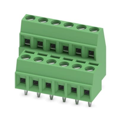 Phoenix Contact PCB Terminal Block, 6-Contact, 3.81mm Pitch, Wave Soldering, 2-Row, Plug In, Screw Termination [1708068]; 608-262