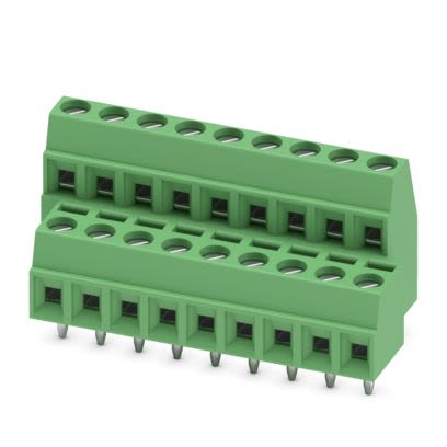 Phoenix Contact PCB Terminal Block, 9-Contact, 3.81mm Pitch, Wave Soldering, 2-Row, Plug In, Screw Termination [1708107]; 608-263