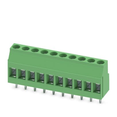 Phoenix Contact PCB Terminal Block, 10-Contact, 5mm Pitch, Wave Soldering, 1-Row, Plug In, Screw Termination [1712601]; 608-267