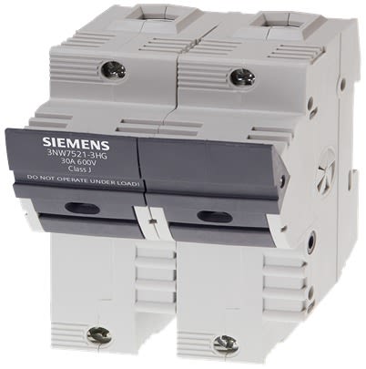 Siemens 30A Fuse Holder for 117mm Fuse, 2P, 600V [3NW7521-3HG]; 608-852