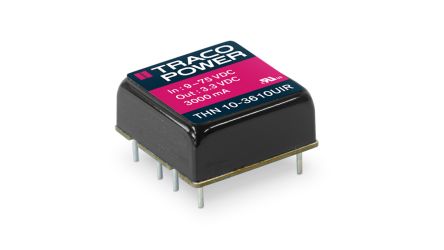 TRACOPOWER THN 10UIR DC-DC Converter, 12V dc/ 830mA Output, 14 → 160 V dc Input, 10W, PCB Mount, +75°C Max Temp [THN 10-7212UIR]; 608-886