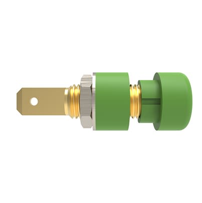 Schutzinger Green Female Banana Connector, 4 mm Connector, Cable Lug Termination, 32A, 30 V ac, 60 V dc, Gold Plating [RS IBU 5568 Au / GN]; 609-296