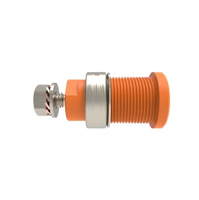 Schutzinger Orange Female Banana Connector, 4 mm Connector, M4 Thread Termination, 32A, 1kV, Nickel Plating [RS SEB 6445 Ni / OR]; 609-312