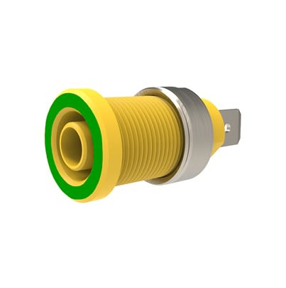 Schutzinger Green/Yellow Female Banana Connector, 4 mm Connector, Tab Termination, 32A, 1kV, Nickel Plating [RS SEB 6452 Ni / GNGE]; 609-313