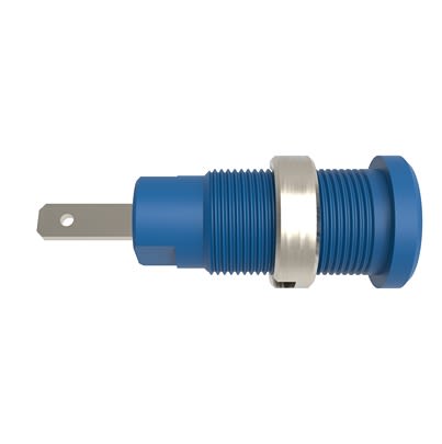 Schutzinger Blue Female Banana Connector, 2mm Connector, Tab Termination, 10A, 600V, Nickel Plating [RS SEB 8660 Ni / BL]; 609-318