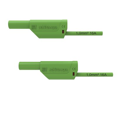 Schutzinger Test lead, 16A, 30 V ac, 60 V dc, Green/Yellow, 50cm Lead Length [RS VSFK 8500 / 1 / 50 / GN]; 609-327