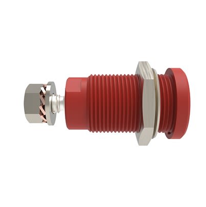 Schutzinger Red Female Banana Connector, 4 mm Connector, M4 Thread Termination, 32A, 1.5 kV dc, 1 kV dc, 600 V dc, [RS SEB 9424 Ni / RT]; 609-353
