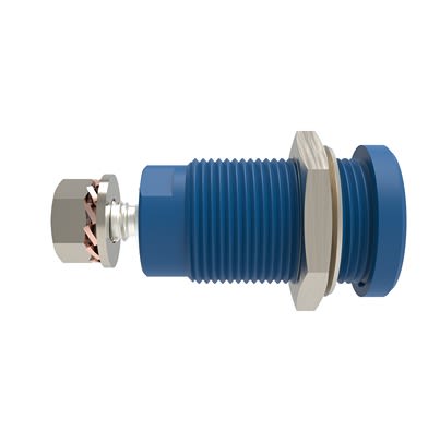 Schutzinger Blue Female Banana Connector, 4 mm Connector, M4 Thread Termination, 32A, 1.5 kV dc, 1 kV dc, 600 V dc, [RS SEB 9424 Ni / BL]; 609-355