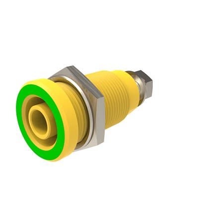 Schutzinger Green/Yellow Female Banana Connector, 4 mm Connector, M4 Thread Termination, 32A, 1.5 kV dc, 1 kV dc, 600 V [RS SEB 9424 Ni / GNGE]; 609-358