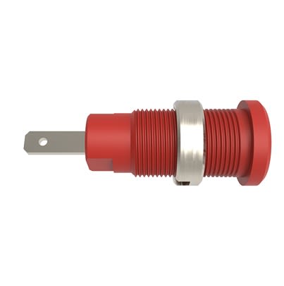 Schutzinger Red Female Banana Connector, 2mm Connector, Tab Termination, 10A, 600V, Nickel Plating [RS SEB 8660 Ni / RT]; 609-408