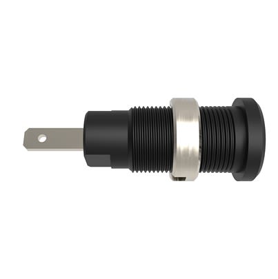 Schutzinger Black Female Banana Connector, 2mm Connector, Tab Termination, 10A, 600V, Nickel Plating [RS SEB 8660 Ni / SW]; 609-409