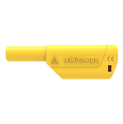 Schutzinger Yellow Male Banana Connector, 4 mm Connector, Solder Termination, 32A, 1kV, Nickel Plating [RS SFK 8500 L Ni / AS / GE]; 609-416
