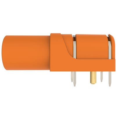 Schutzinger Orange Female Banana Connector, 4 mm Connector, PCB Pins Termination, 24A, 1kV, Gold Plating [RS SWEB 8094 Au / OR]; 609-424