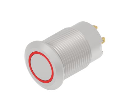 TE Connectivity AV 12 Series Illuminated Push Button Switch, Momentary, Screw Mount, 12mm Cutout, SPST, Red LED, 24V, [AV12F10E312Q04]; 609-755