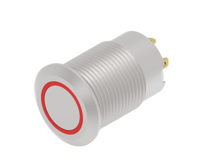 TE Connectivity AV 12 Series Illuminated Push Button Switch, Momentary, Screw Mount, 12mm Cutout, SPST, Red/Green LED, [AV12F10EA12Q04]; 609-760