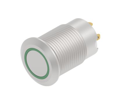 TE Connectivity AV 12 Series Illuminated Push Button Switch, Momentary, Screw Mount, 12mm Cutout, SPST, Red/Green LED, [AV12F10EA24Q04]; 609-767