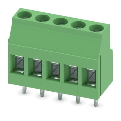 Phoenix Contact PCB Terminal Block, 5-Contact, 5mm Pitch, Wave Soldering, 1-Row, Plug In, Screw Termination [1711631]; 609-854