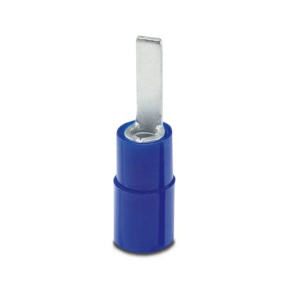 Phoenix Contact Hooked Insulated Blade terminal plug 20mm Blade Length, 14AWG to 16AWG, Blue [3240532]; 609-928