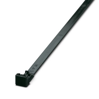 Phoenix Contact Cable Ties, Standard, 250mm x 7.5 mm, Black Polyamide, Pk-100 [3240715]; 609-995