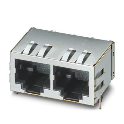 Phoenix Contact Female RJ45 Connector, PCB Mount, Through Hole Straight 2 Port 8 -Way [1149855]; 610-019