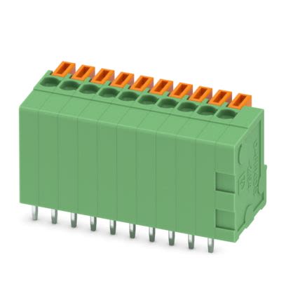 Phoenix Contact PCB Terminal Block, 10-Contact, 2.54mm Pitch, Wave Soldering, 1-Row, Push In Spring Termination [1789401]; 610-242