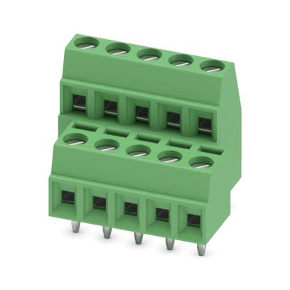 Phoenix Contact PCB Terminal Block, 5-Contact, 3.81mm Pitch, Wave Soldering, 2-Row, Plug In, Screw Termination [1708055]; 610-264