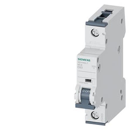 Siemens SENTRON 5SY4 MCB, 1P, 60A Curve C, 400V AC, 60V DC, 15 kA Breaking Capacity [5SY4160-7]; 610-290