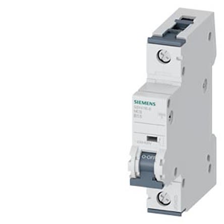 Siemens SENTRON 5SY4 MCB, 1P, 1.6A Curve B, 400V AC, 60V DC, 35 kA Breaking Capacity [5SY4115-6]; 610-392
