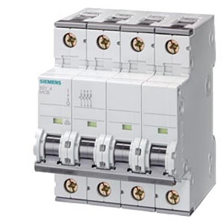 Siemens SENTRON 5SY7 MCB, 4P, 500mA Curve D, 400V AC, 50 kA Breaking Capacity [5SY7605-8]; 610-403