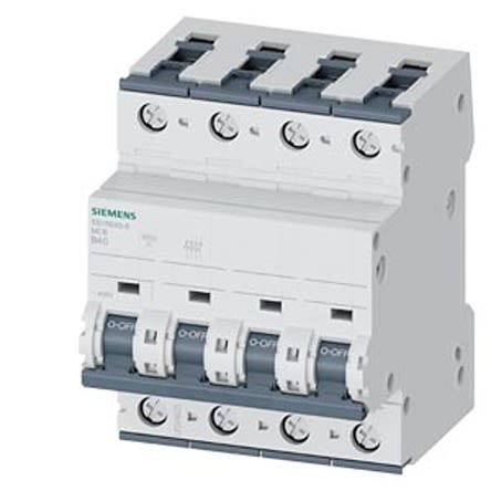 Siemens SENTRON 5SY6 MCB, 4P, 40A Curve B, 400V AC, 60V DC, 15 kA Breaking Capacity [5SY6640-6]; 610-522