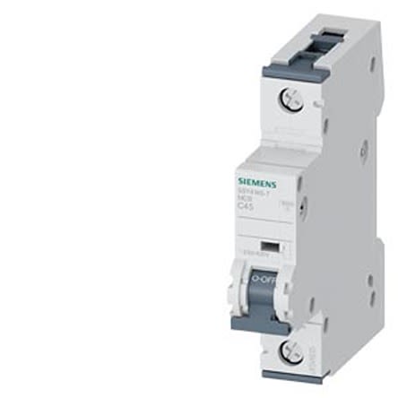 Siemens SENTRON 5SY4 MCB, 1P, 45A Curve C, 400V AC, 60V DC, 15 kA Breaking Capacity [5SY4145-7]; 610-569