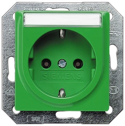 Siemens 5UB15 Green Electrical Socket, 16A, Schuko [5UB1537]; 610-973