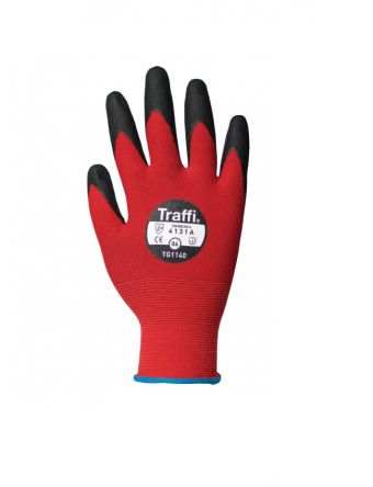 Traffi Traffi Red Nylon Cold Resistant, Heat Resistant Work Gloves, Size 6, Nitrile Foam Coating [TG1140-RD-6-PACK]; 611-117